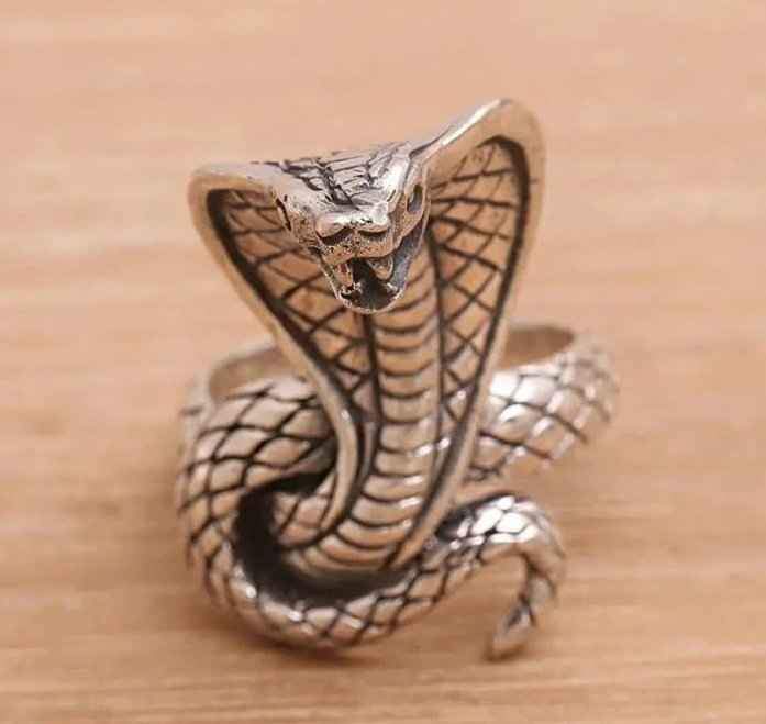 Lady Cobra Snake Wrap Silver Punk Ring