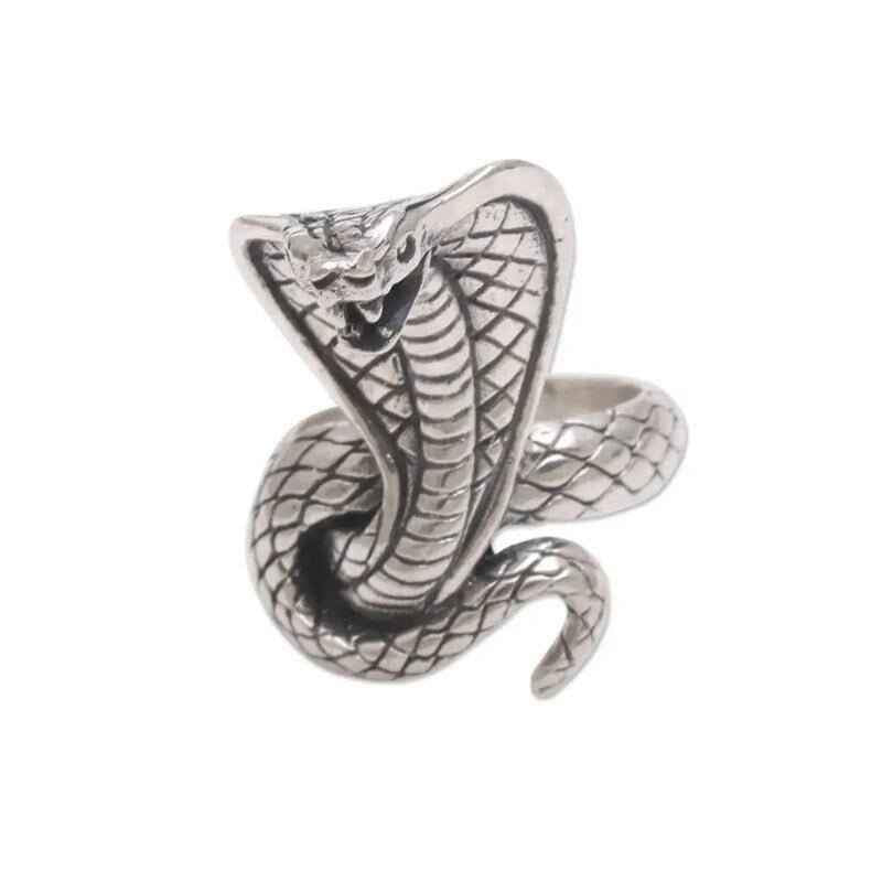 Lady Cobra Snake Wrap Silver Punk Ring