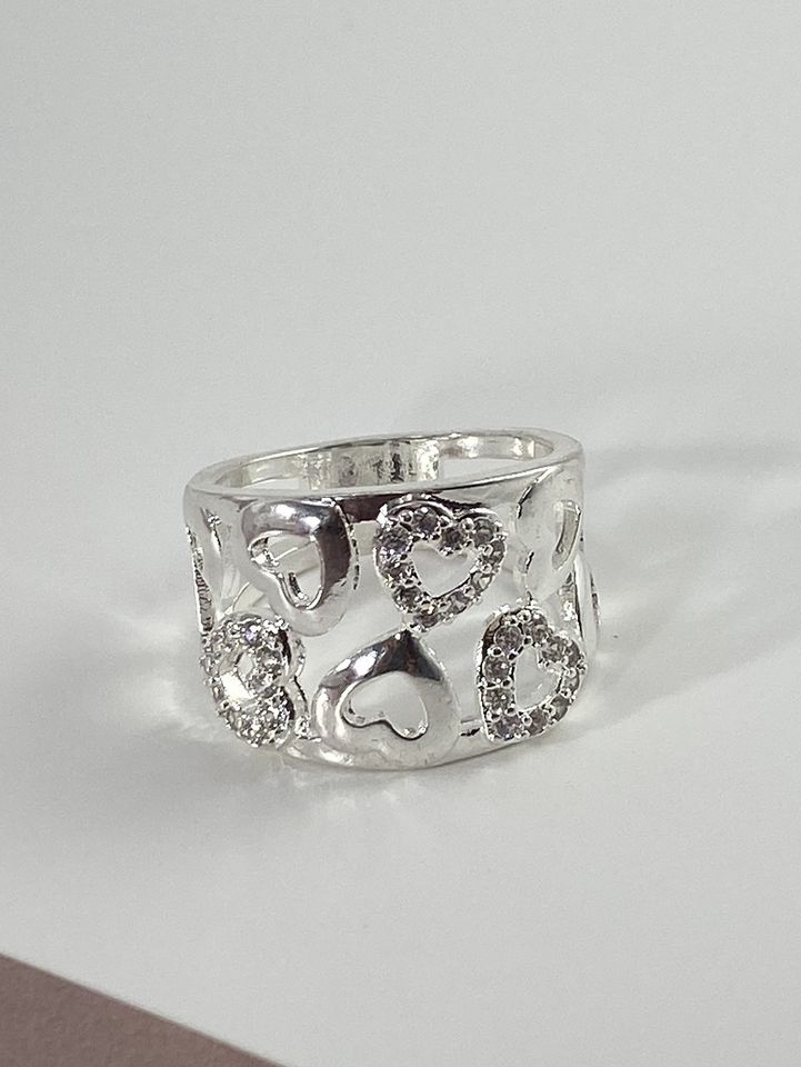 925 Sterling Silver Hollow Heart Love Ring