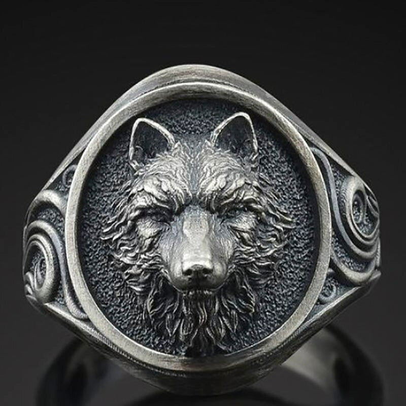 Men's 925 Silver Retro Wolf Totem Punk Ring