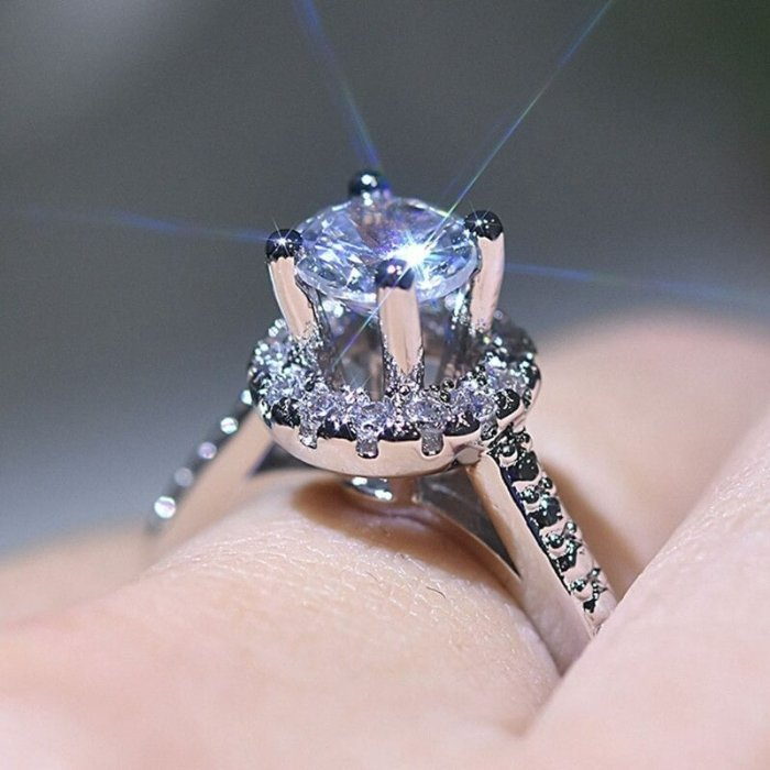 Sterling Silver Bridal Elegant Engagement Ring