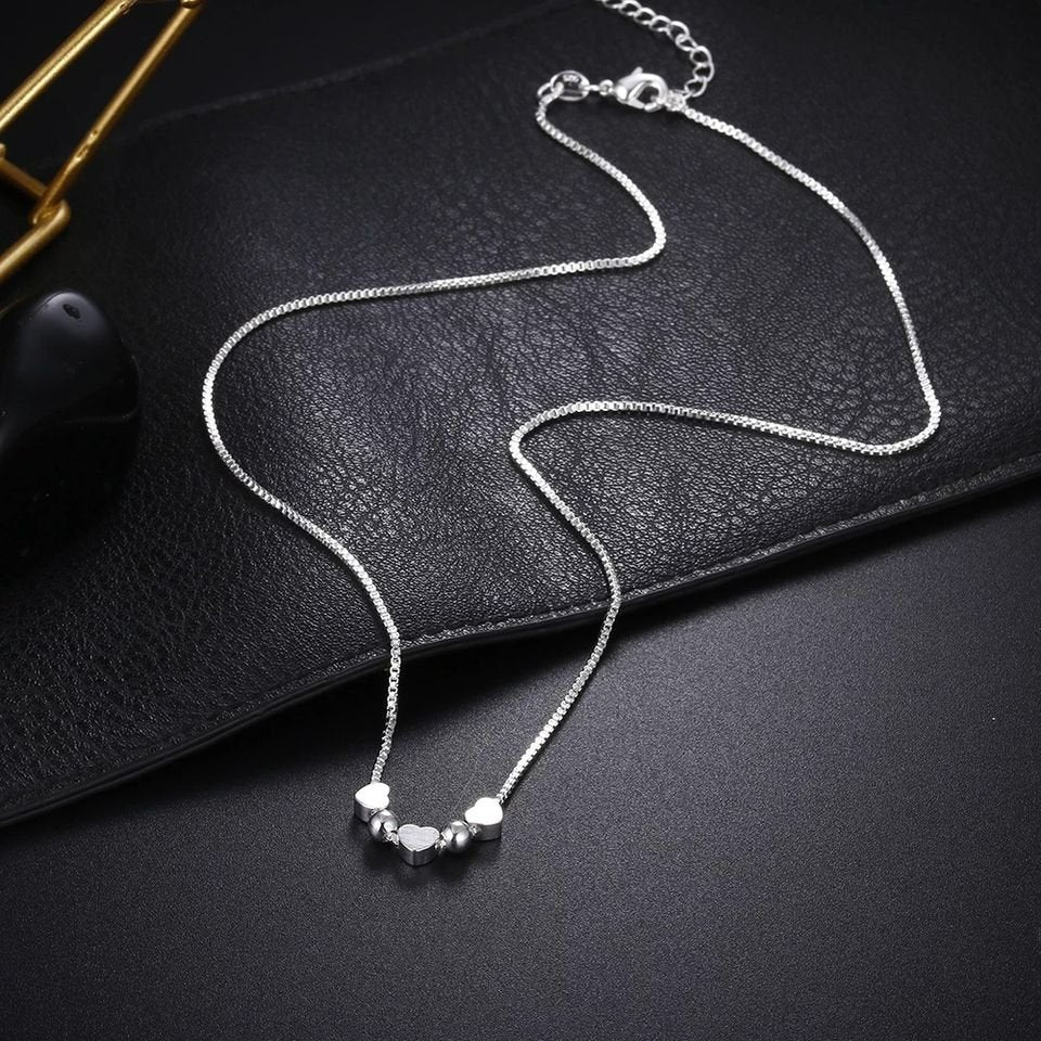 925 Sterling Silver Heart Charm Necklace