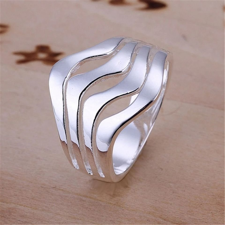925 Sterling Silver Smooth Wave Geometric Ring