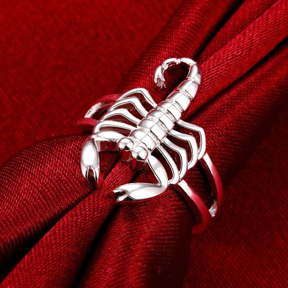 925 Sterling Silver Retro Hollow Scorpion Ring