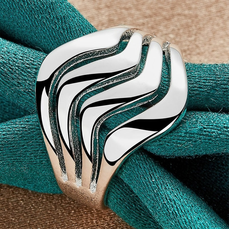 925 Sterling Silver Smooth Wave Geometric Ring