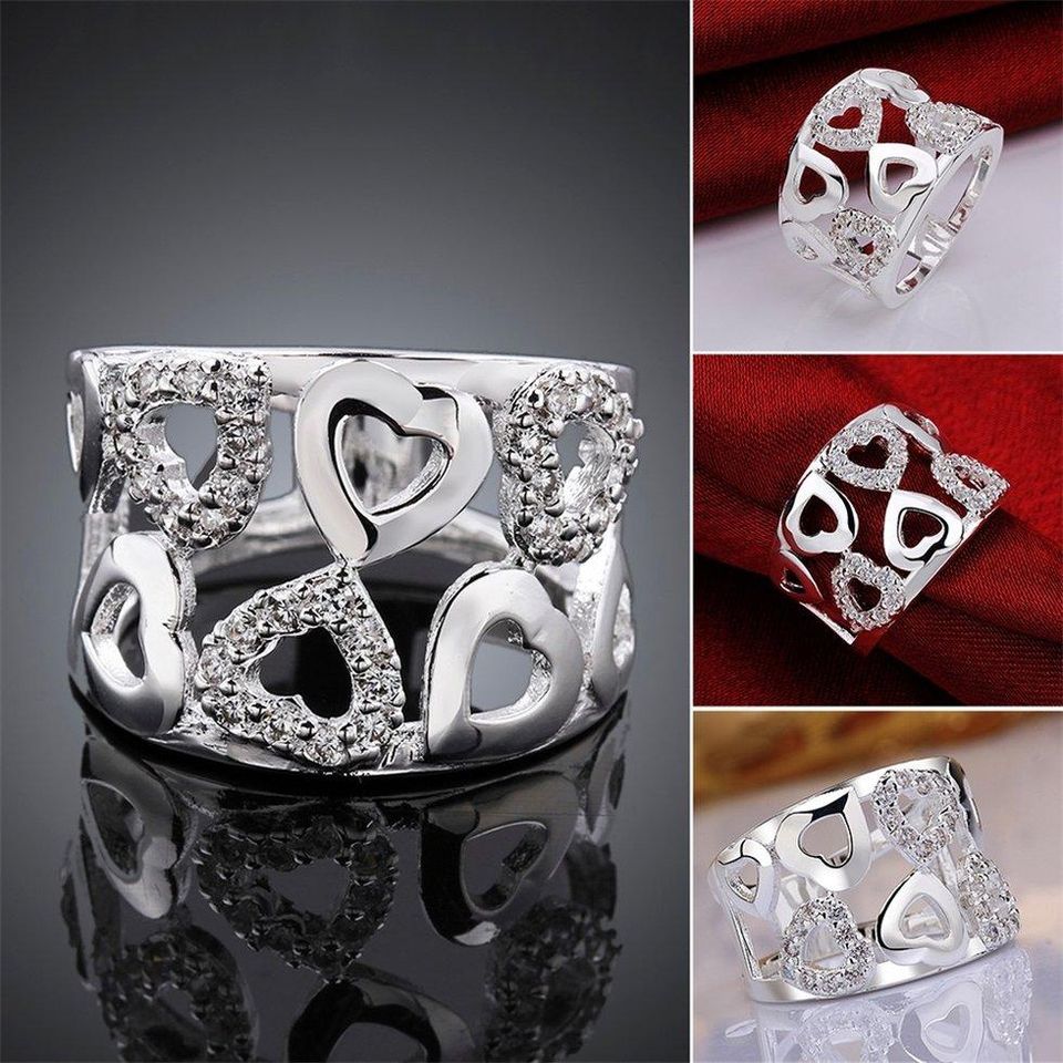 925 Sterling Silver Hollow Heart Love Ring
