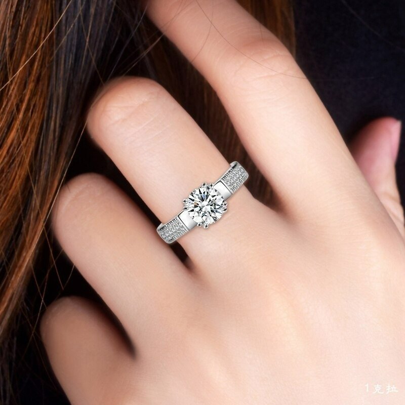 2pcs White Crystal Silver Engagement Ring Set
