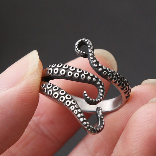Vintage Octopus Tentacle Open Anique Silver Ring