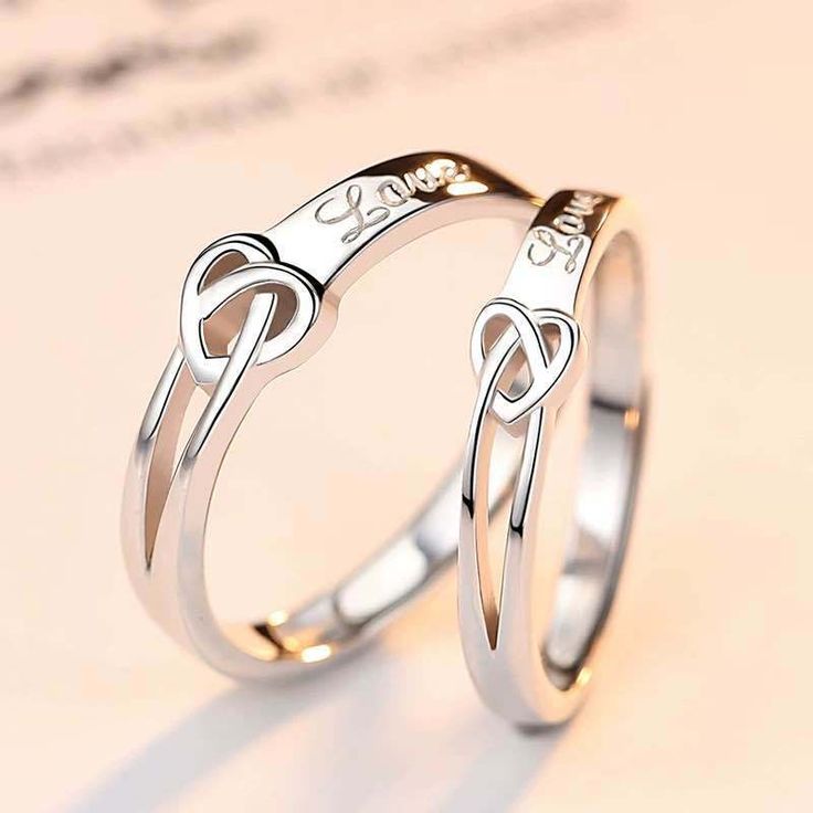 2pcs Sterling Silver Love Matching Open Couple Ring Set
