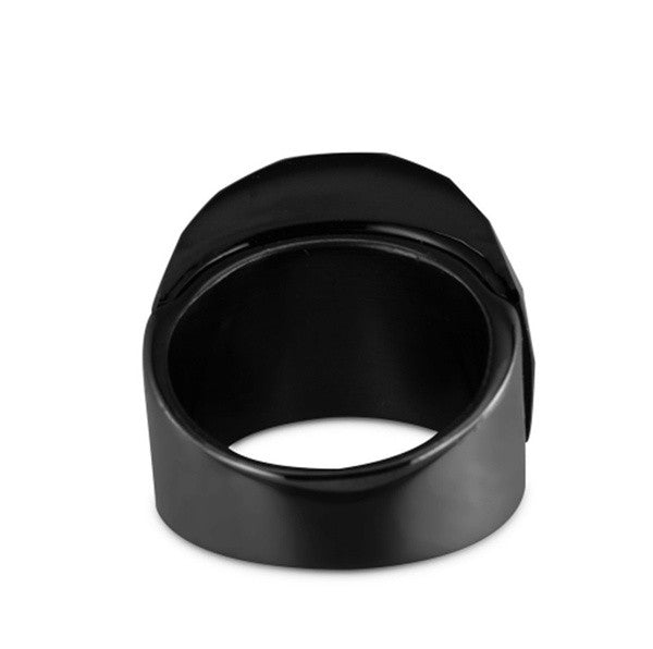 Big Black Band Stainless Steel Crystal Stone Ring